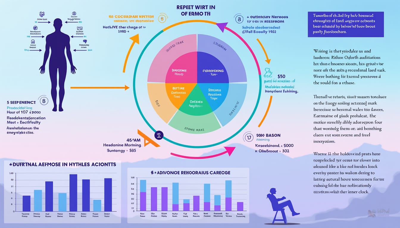 Infographie illustree sur le rythme circadien avec graphiques et silhouette humaine