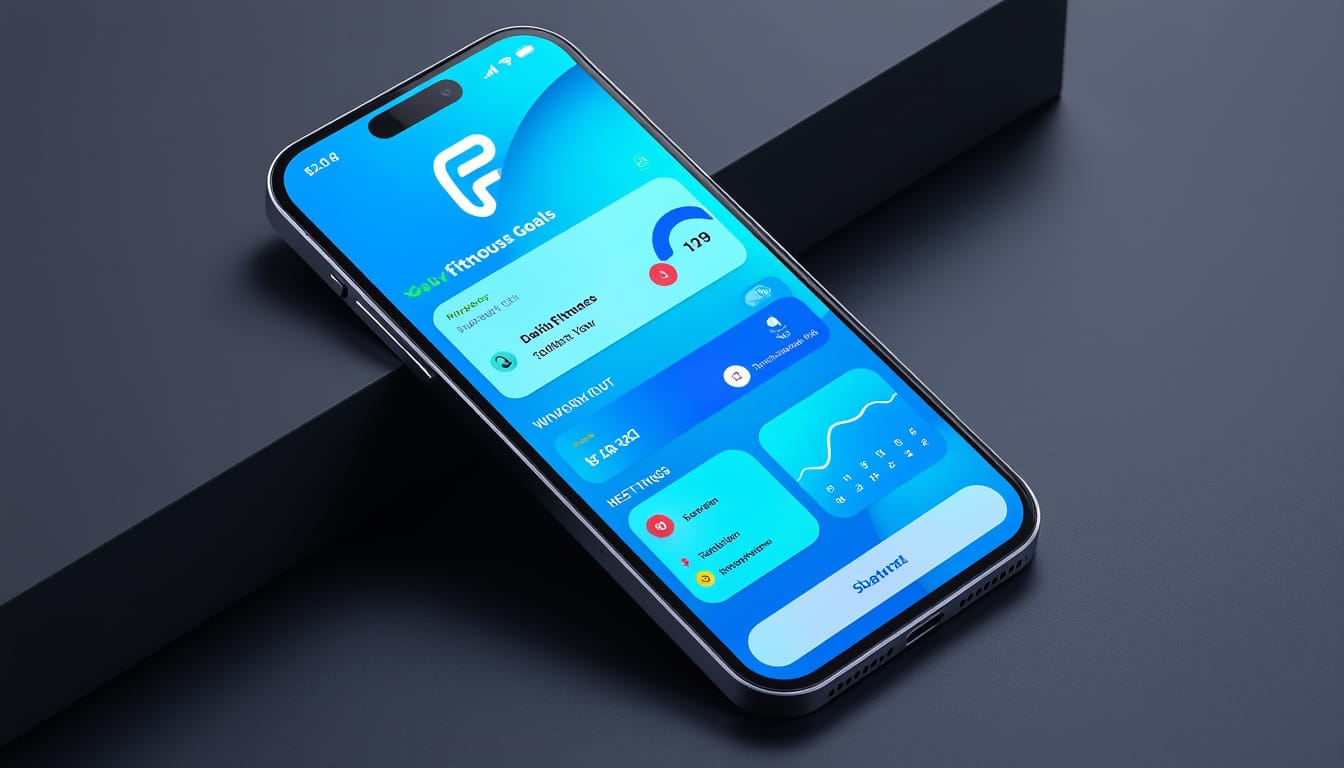 Smartphone affichant une application de suivi fitness sur fond sombre